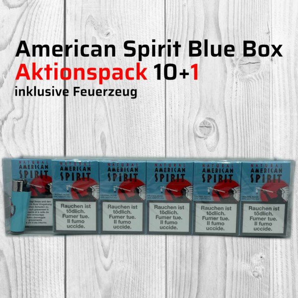 AMERICAN SPIRIT BLUE BOX 10+1 INKL. FEUERZEUG