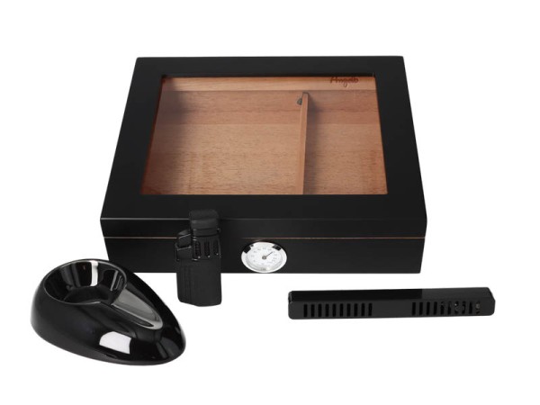 HUMIDOR MIT SICHTFENSTER SET BLACK